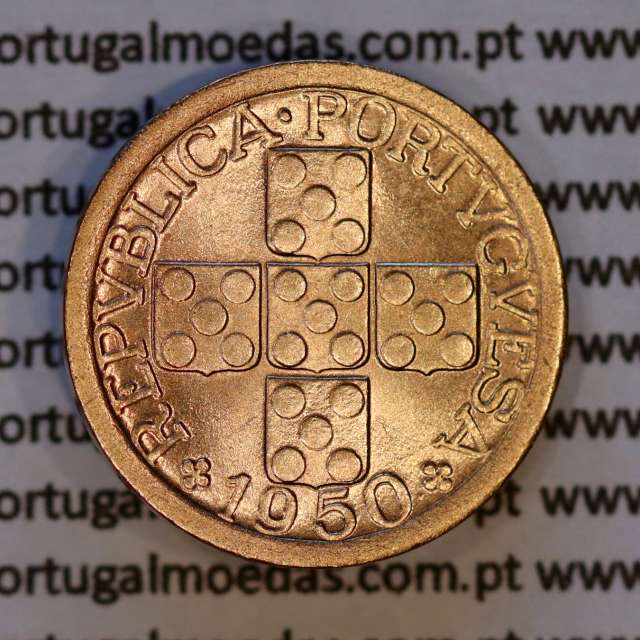 Portugal, bronze coin of 10 centavos 1950 Portuguese Republic, X centavos 1950 Bronze, (AU/UNC), World Coins Portugal KM 583