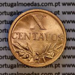 X centavos 1950 Bronze Republica Portuguesa, 10 centavos 1950 bronze, (Bela/Soberba), World Coins Portugal KM 583