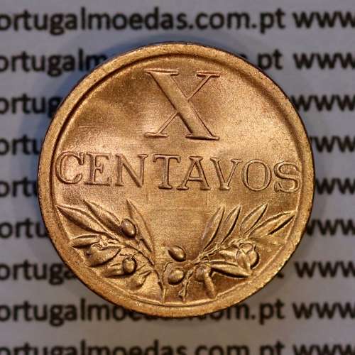 X centavos 1950 Bronze Republica Portuguesa, 10 centavos 1950 bronze, (Bela/Soberba), World Coins Portugal KM 583