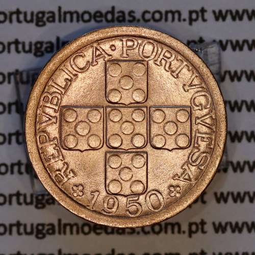 Portugal, bronze coin of 10 centavos 1950 Portuguese Republic, X centavos 1950 Bronze, (AU/UNC), World Coins Portugal KM 583