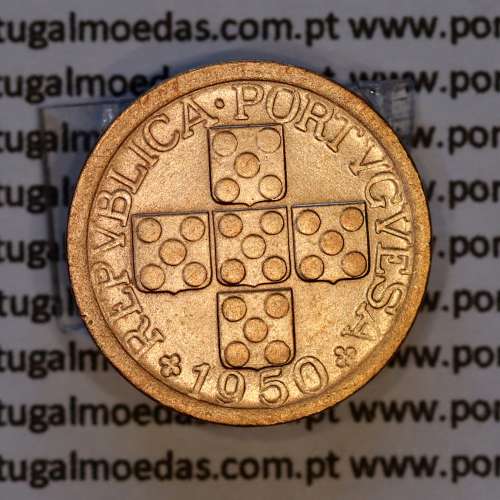 Portugal, bronze coin of 10 centavos 1950 Portuguese Republic, X centavos 1950 Bronze, (EF/AU), World Coins Portugal KM 583