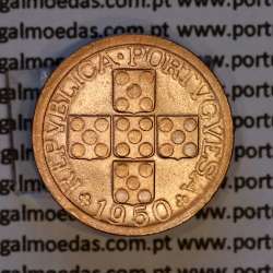 Portugal, bronze coin of 10 centavos 1950 Portuguese Republic, X centavos 1950 Bronze, (EF/AU), World Coins Portugal KM 583 Portugal, bronze coin of 10 centavos 1950 Portuguese Republic, X centavos 1950 Bronze, (EF/AU), World Coins Portugal KM 583