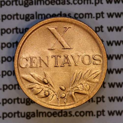 Portugal, bronze coin of 10 centavos 1950 Portuguese Republic, X centavos 1950 Bronze, (EF/AU), World Coins Portugal KM 583