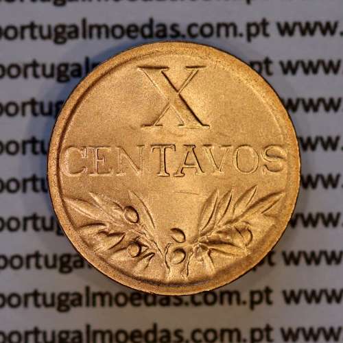 Portugal, bronze coin of 10 centavos 1950 Portuguese Republic, X centavos 1950 Bronze, (EF/AU), World Coins Portugal KM 583