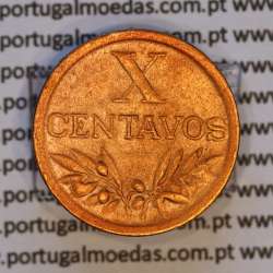 Portugal, bronze coin of 10 centavos 1950 Portuguese Republic, X centavos 1950 Bronze, (VF+/XF), World Coins Portugal KM 583