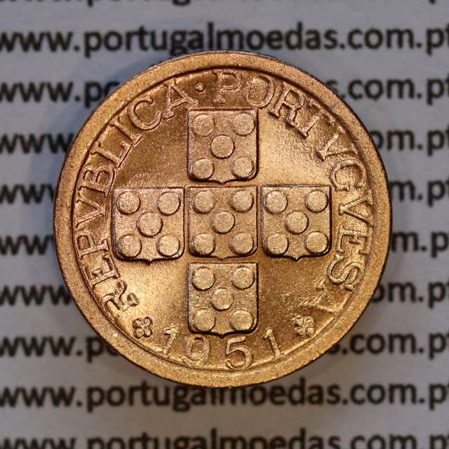Portugal, bronze coin of 10 centavos 1951 Portuguese Republic, X centavos 1951 Bronze, (UNC), World Coins Portugal KM 583