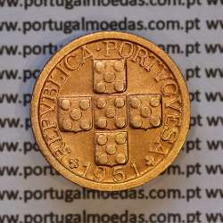 Portugal, bronze coin of 10 centavos 1951 Portuguese Republic, X centavos 1951 Bronze, (VF+/EF), World Coins Portugal KM 583