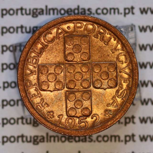 Portugal, bronze coin of 10 centavos 1952 Portuguese Republic, X centavos 1952 Bronze, (UNC), World Coins Portugal KM 583