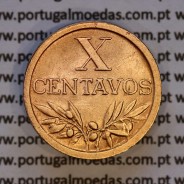 Portugal, bronze coin of 10 centavos 1952 Portuguese Republic, X centavos 1952 Bronze, (XF+), World Coins Portugal KM 583