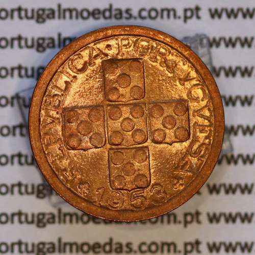 Portugal, bronze coin of 10 centavos 1953 Portuguese Republic, X centavos 1953 Bronze, (UNC), World Coins Portugal KM 583