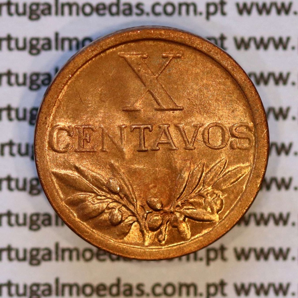 X centavos 1953 Bronze Republica Portuguesa, 10 centavos 1953 bronze, (Soberba), World Coins Portugal KM 583