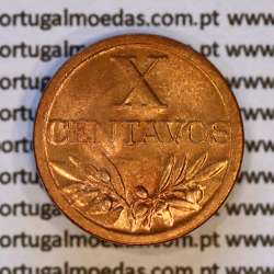Portugal, bronze coin of 10 centavos 1953 Portuguese Republic, X centavos 1953 Bronze, (UNC), World Coins Portugal KM 583