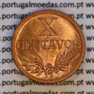 Portugal, bronze coin of 10 centavos 1955 Portuguese Republic, X centavos 1955 Bronze, (UNC), World Coins Portugal KM 583