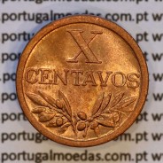 Portugal, bronze coin of 10 centavos 1955 Portuguese Republic, X centavos 1955 Bronze, (UNC), World Coins Portugal KM 583