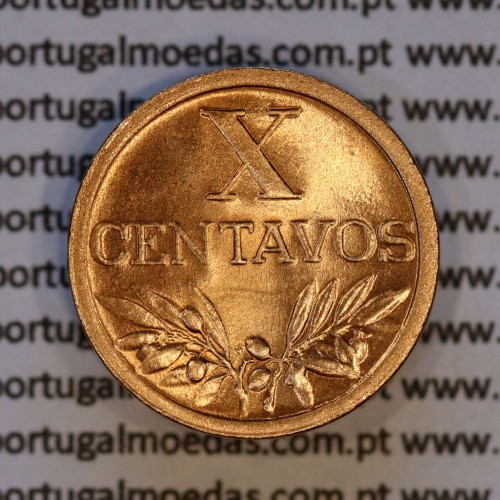 X centavos 1955 Bronze Republica Portuguesa, 10 centavos 1955 bronze, (Soberba), World Coins Portugal KM 583