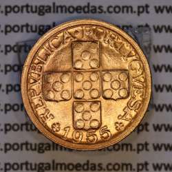 Portugal, bronze coin of 10 centavos 1955 Portuguese Republic, X centavos 1955 Bronze, (UNC), World Coins Portugal KM 583