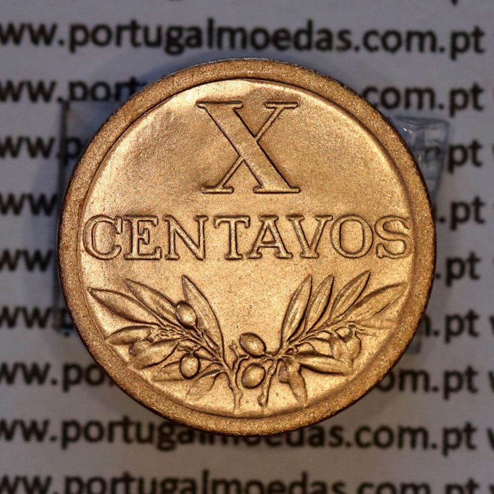 X centavos 1955 Bronze Republica Portuguesa, 10 centavos 1955 bronze, (Bela/Soberba), World Coins Portugal KM 583