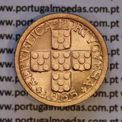 Portugal, bronze coin of 10 centavos 1955 Portuguese Republic, X centavos 1955 Bronze, (AU/UNC), World Coins Portugal KM 583 Portugal, bronze coin of 10 centavos 1955 Portuguese Republic, X centavos 1955 Bronze, (AU/UNC), World Coins Portugal KM 583