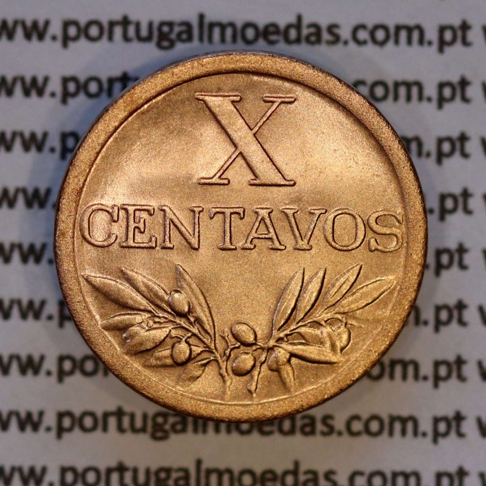 X centavos 1955 Bronze Republica Portuguesa, 10 centavos 1955 bronze, (Bela/Soberba), World Coins Portugal KM 583