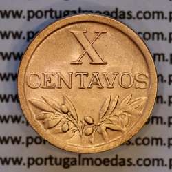 X centavos 1955 Bronze Republica Portuguesa, 10 centavos 1955 bronze, (Bela), World Coins Portugal KM 583
