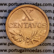 Portugal, bronze coin of 10 centavos 1955 Portuguese Republic, X centavos 1955 Bronze, (AU), World Coins Portugal KM 583