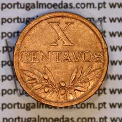 Portugal, bronze coin of 10 centavos 1955 Portuguese Republic, X centavos 1955 Bronze, (XF), World Coins Portugal KM 583