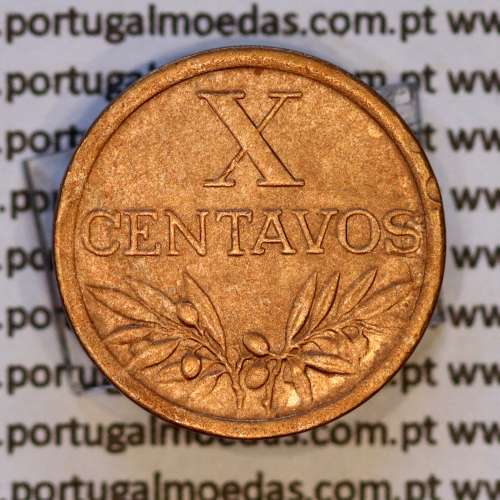 Portugal, bronze coin of 10 centavos 1955 Portuguese Republic, X centavos 1955 Bronze, (XF), World Coins Portugal KM 583