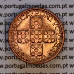 Portugal, bronze coin of 10 centavos 1956 Portuguese Republic, X centavos 1956 Bronze, (UNC), World Coins Portugal KM 583 Portugal, bronze coin of 10 centavos 1956 Portuguese Republic, X centavos 1956 Bronze, (UNC), World Coins Portugal KM 583