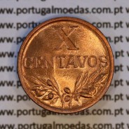 Portugal, bronze coin of 10 centavos 1956 Portuguese Republic, X centavos 1956 Bronze, (UNC), World Coins Portugal KM 583