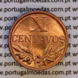 Portugal, bronze coin of 10 centavos 1956 Portuguese Republic, X centavos 1956 Bronze, (UNC), World Coins Portugal KM 583 Portugal, bronze coin of 10 centavos 1956 Portuguese Republic, X centavos 1956 Bronze, (UNC), World Coins Portugal KM 583