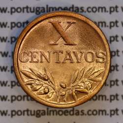Portugal, bronze coin of 10 centavos 1957 Portuguese Republic, X centavos 1957 Bronze, (UNC), World Coins Portugal KM 583