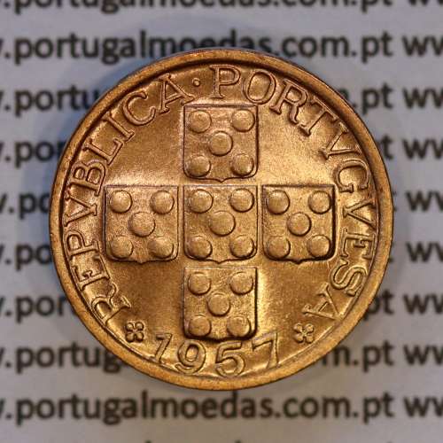 Portugal, bronze coin of 10 centavos 1957 Portuguese Republic, X centavos 1957 Bronze, (UNC), World Coins Portugal KM 583