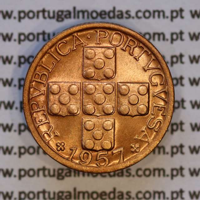 Portugal, bronze coin of 10 centavos 1957 Portuguese Republic, X centavos 1957 Bronze, (UNC), World Coins Portugal KM 583