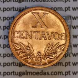 Portugal, bronze coin of 10 centavos 1957 Portuguese Republic, X centavos 1957 Bronze, (UNC), World Coins Portugal KM 583 Portugal, bronze coin of 10 centavos 1957 Portuguese Republic, X centavos 1957 Bronze, (UNC), World Coins Portugal KM 583