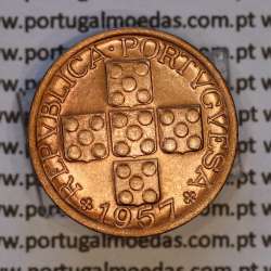 Portugal, bronze coin of 10 centavos 1957 Portuguese Republic, X centavos 1957 Bronze, (UNC), World Coins Portugal KM 583 Portugal, bronze coin of 10 centavos 1957 Portuguese Republic, X centavos 1957 Bronze, (UNC), World Coins Portugal KM 583