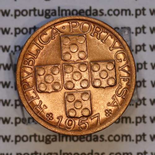 Portugal, bronze coin of 10 centavos 1957 Portuguese Republic, X centavos 1957 Bronze, (UNC), World Coins Portugal KM 583