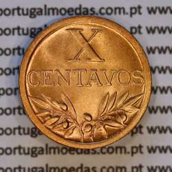 Portugal, bronze coin of 10 centavos 1957 Portuguese Republic, X centavos 1957 Bronze, (UNC), World Coins Portugal KM 583 Portugal, bronze coin of 10 centavos 1957 Portuguese Republic, X centavos 1957 Bronze, (UNC), World Coins Portugal KM 583