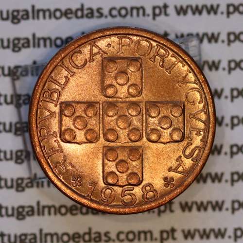 Portugal, bronze coin of 10 centavos 1958 Portuguese Republic, X centavos 1958 Bronze, (UNC), World Coins Portugal KM 583