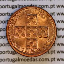 Portugal, bronze coin of 10 centavos 1958 Portuguese Republic, X centavos 1958 Bronze, (UNC), World Coins Portugal KM 583 Portugal, bronze coin of 10 centavos 1958 Portuguese Republic, X centavos 1958 Bronze, (UNC), World Coins Portugal KM 583