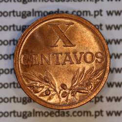 X centavos 1958 Bronze Republica Portuguesa, 10 centavos 1958 bronze, (Soberba), World Coins Portugal KM 583