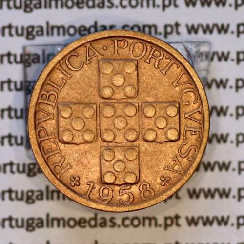 Portugal, bronze coin of 10 centavos 1958 Portuguese Republic, X centavos 1958 Bronze, (XF/AU), World Coins Portugal KM 583