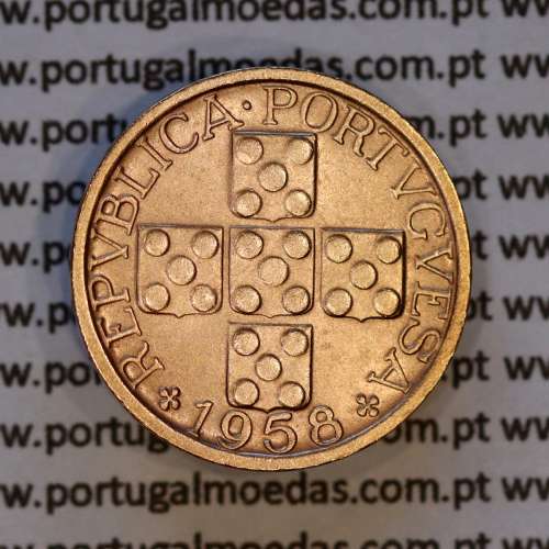 Portugal, bronze coin of 10 centavos 1958 Portuguese Republic, X centavos 1958 Bronze, (XF/AU), World Coins Portugal KM 583