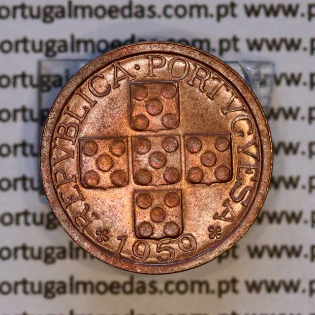 Portugal, bronze coin of 10 centavos 1959 Portuguese Republic, X centavos 1959 Bronze, (UNC), World Coins Portugal KM 583