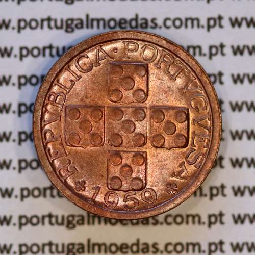 Portugal, bronze coin of 10 centavos 1959 Portuguese Republic, X centavos 1959 Bronze, (UNC), World Coins Portugal KM 583