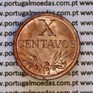 Portugal, bronze coin of 10 centavos 1959 Portuguese Republic, X centavos 1959 Bronze, (UNC), World Coins Portugal KM 583