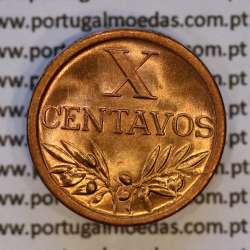 Portugal, bronze coin of 10 centavos 1959 Portuguese Republic, X centavos 1959 Bronze, (UNC), World Coins Portugal KM 583