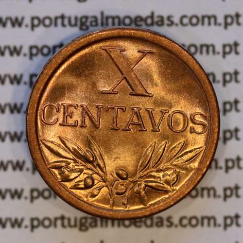 Portugal, bronze coin of 10 centavos 1959 Portuguese Republic, X centavos 1959 Bronze, (UNC), World Coins Portugal KM 583