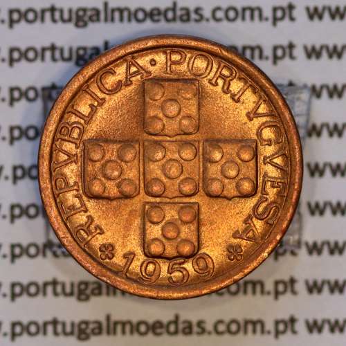 Portugal, bronze coin of 10 centavos 1959 Portuguese Republic, X centavos 1959 Bronze, (UNC), World Coins Portugal KM 583