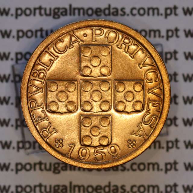 Portugal, bronze coin of 10 centavos 1959 Portuguese Republic, X centavos 1959 Bronze, (AU/UNC), World Coins Portugal KM 583