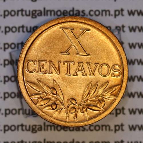 X centavos 1959 Bronze Republica Portuguesa, 10 centavos 1959 bronze, (Bela/Soberba), World Coins Portugal KM 583